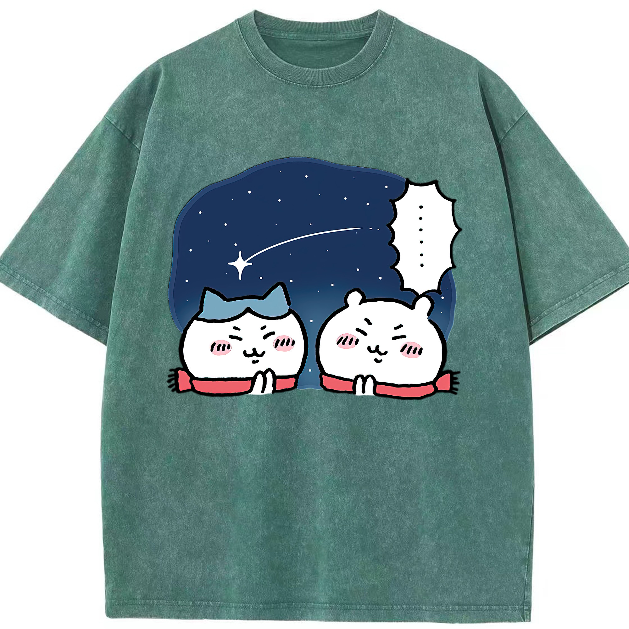 （画像用） ちいかわ ハチワレ Chii-kawa hachiware 綿100% ヴィンテージ風 半袖Tシャツ（フロントプリント）